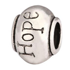 40pcs Hope Beads Large Hole Loose Round Bead (4.5mm Hole) Antique Silver Metal Spacer for DIY Craft Jewelry Making MEC-C7 - size: Hope Round Bead