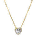 PAVOI 14K Gold Plated Post Faux Diamond Round Solitaire Pendant Halo Necklace | Gold Necklace for Women | Slider Adjustable - style: Heart