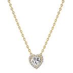 PAVOI 14K Gold Plated Post Faux Diamond Round Solitaire Pendant Halo Necklace | Gold Necklace for Women | Slider Adjustable - style: Heart