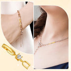 4Pcs Gold Bracelet Foldover Extension Clasp Gold Plated Crystal Rhinestone Foldover Extension Clasp Set Anklet Fold Over Extender Clasps for Jewelry Making(1.06 in)