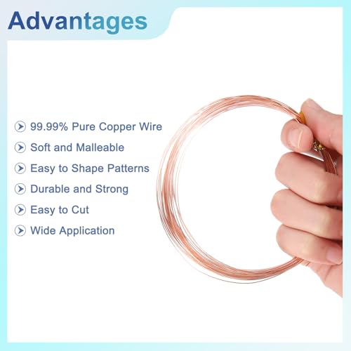 uxcell Pure Copper Wire 99.99% 24 Gauge 0.5mm 10m/33 ft Soft Craft Copper | Tarnish Resistant Jewelry Wire for Jewelry Making Beading DIY Crafts Supplies,Copper - size: 24 Gauge 0.5mm