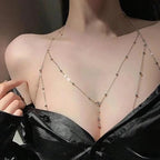 14K Gold Plated Body Chains for Women, Sexy Layered Belly Waist Chain Crossover Bikini Bra Chain, Summer Beach Rhinestone Body Jewelry - style: Gold 4 Diamonds