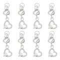 FASHEWELRY 15Pcs Alloy Crystal Rhinestone Heart Charms, Love Heart Glass Dangle Charms Platinum Hollow Pendants for DIY Valentine's Day Necklace Earring Jewelry Making - color: Heart-Clear