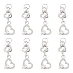 FASHEWELRY 15Pcs Alloy Crystal Rhinestone Heart Charms, Love Heart Glass Dangle Charms Platinum Hollow Pendants for DIY Valentine's Day Necklace Earring Jewelry Making - color: Heart-Clear