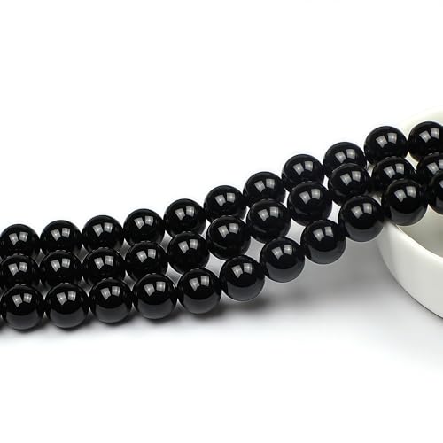 MJDCB Natural Stone Bead Black Onyx Gemstone Loose Beads for Jewelry Making Bracelet Necklace 8mm - color: Black Agate, size: 8mm