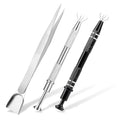 3Pcs Grabber Tool Holder Set Jeweler's Pick Up Sprinkle Pen Piercing Ball with Prongs Diamond Claw Jewelry Tweezers 4 Claw Precision Stainless Steel For Tiny Objects IC Chip Electronic Components - color: Silver