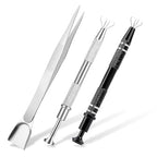 3Pcs Grabber Tool Holder Set Jeweler's Pick Up Sprinkle Pen Piercing Ball with Prongs Diamond Claw Jewelry Tweezers 4 Claw Precision Stainless Steel For Tiny Objects IC Chip Electronic Components - color: Silver
