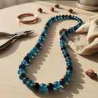 DandS ltd Crackle Lampwork Glass Beads for Jewelry Making, Blue Black, Vibrant DIY Bracelets, Necklaces, Earrings, Beading Supplies & Craft Kits for Handmade Jewelry, 80pcs 0.39 inch (10mm), #J215-10 - color: Blue Black