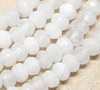 Perlin Agate & Jasper Gemstone Strand Beads 4 mm Rondelle 110 Pieces Jewellery Beads Semi-Precious Stone for Jewellery Necklace Bracelet Earrings (White Agate) - color: White Agate