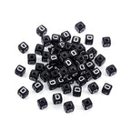 FASHEWELRY 500Pcs Acrylic Cube Letter Beads 5x5x5mm Black Square Letter D Alphabet Beads for DIY Bracelet Necklace Jewelry Making - color: Letter D