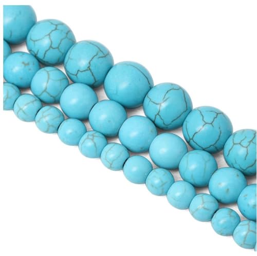 Adabele 130pcs Natural Blue Magnesite Gemstone 6mm Imitated Turquoise Round Loose Beads Gem Stone Spacer for Craft Jewelry Making GR-D6 - color: Round/Blue, size: 6mm Round (130pcs/2 Strands)