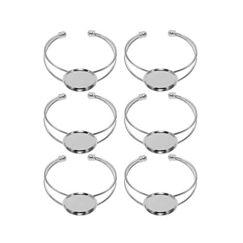 EXCEART Friendship Bracelets Friendship Braclets 6pcs Bracelet Setting Round Blank Bezel Trays Ajustable Cuff Bangles Bracelets for DIY Craft Jewelry Making 20mm (White K) Jewelry Tray Jewelry Tray - color: White K, size: 5*2cm