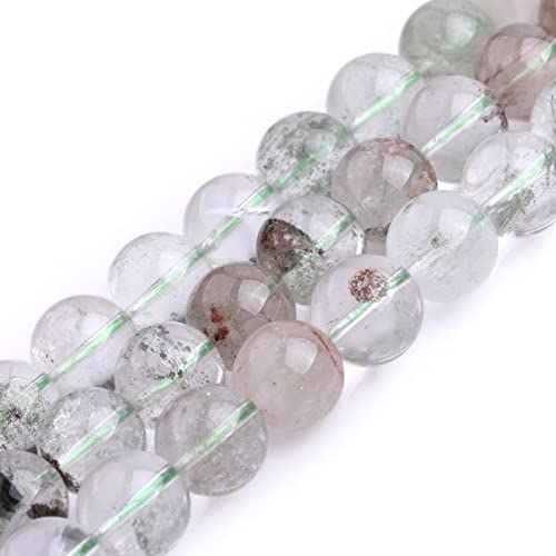 JOE FOREMAN 12mm Green Ghost Rock Quartz Round Beads for Jewelry Making Strand 15" Natural Stone Semi Precious Gemstone DIY Handmade Craft Supplies - color: Green, size: 12mm