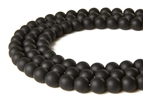 150pcs 8mm Matte Black Beads Natural Gemstone Beads Round Loose Beads for Jewelry Making - color: Matte Black, size: 8mm