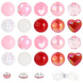 35 Pcs 20mm Chunky Bubblegum Beads Focal Pen Large Rhinestone Pearl Bead with Rhinestone Large Hole European Spacer Beads for DIY Beadable Pen Keychain Jewelry Craft Making(Pink Heart) - color: Pink Heart