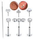 QWALIT Piercing Taper Threadless Insertion Tool - Titanium Labret Pin 16g, 18g, 20g - color: F11 - Silver Thin 20g