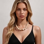 Chunky Acrylic Resin Beaded Necklace for Women Colorful Large Round Choker Adjustable Stack Acrylic Beads Necklace Resin Summer Party Jewelry - style: Apricot