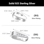 Silver Necklace Pendant Clasp, 8 Pcs Bulk Necklace Pendant Pinch Bail Jewelry Clasps Bracelet Charms Connector Sterling Silver Findings Pinch Clips Snap Bails for Jewelry Making - color: 8PcsC