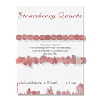 Healing Crystal Bracelets for Women 2 PCS 6mm Natural Stone Bracelet Stretch Crystal Beaded Bracelets Handmade Gemstone Bracelet Jewelry Gifts Christmas Gifts for Women Girls - style: strawberry quartz