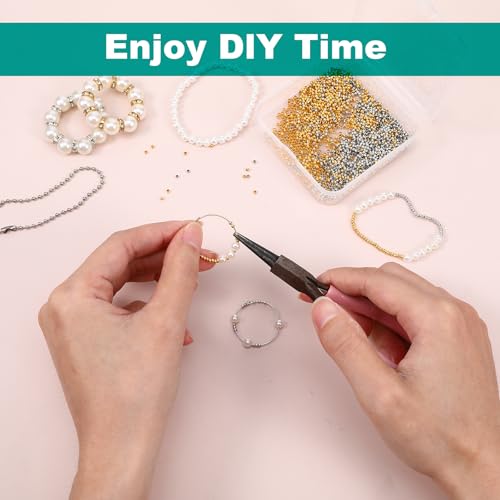 4000 Pcs 2mm Crimp Beads Metal Round Crimp Beads Smooth Gold Silver Bead Metal Clamp Ends Tiny Stoppers Bead for DIY Bracelet Necklace Earring (Gold and Silver)
