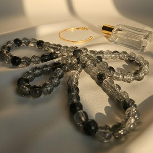 DandS ltd Crackle Lampwork Glass Beads for Jewelry Making, Black & White, Vibrant DIY Bracelets, Necklaces, Beading Supplies & Craft Kits for Handmade Jewelry, 80pcs 0.39 inch (10mm), #J260-10 - color: Black & White