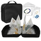 Travel Jewelry Organizer Case Transparent Jewelry Storage Book Binder Bag for Earrings, Rings, Necklace, Bracelet (All-Black) - color: All-Black