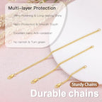 Gold Necklace Extenders for Women, Durable Necklace Extender Sterling Silver for Bracelet & Anklet, Adjustable & Hypoallergenic, Set of 3 Extension Chains (2+4+6 inch | Gold) - color: Gold