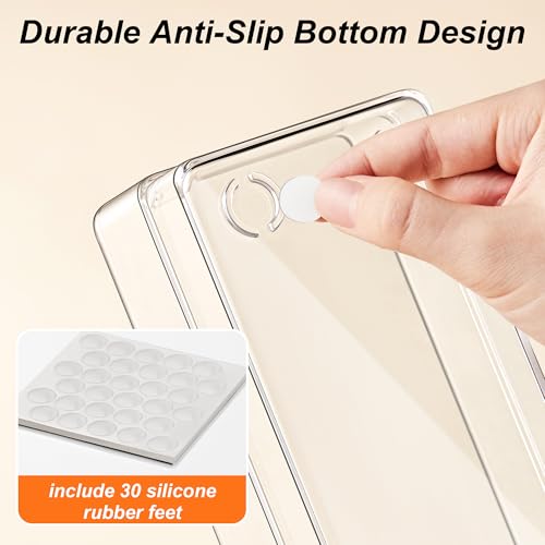 SMARTAKE 7-Piece Drawer Organizer with Non-Slip Silicone Pads, 4-Size Desk Drawer Organizer Trays Storage Tray for Makeup, Jewelries, Utensils in Bedroom Dresser, Office and Kitchen (Clear) - style: 7 PCS