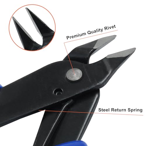 Murtenze 3 Pack 170ii Wire Flush Snips Micro Wire Cutters, Blue Nippers Diagonal Cutters 3D Printer Filament Pliers Tool for Cutting Electronics,Wires(5 Inch, Dark Blue) - color: Dark Blue