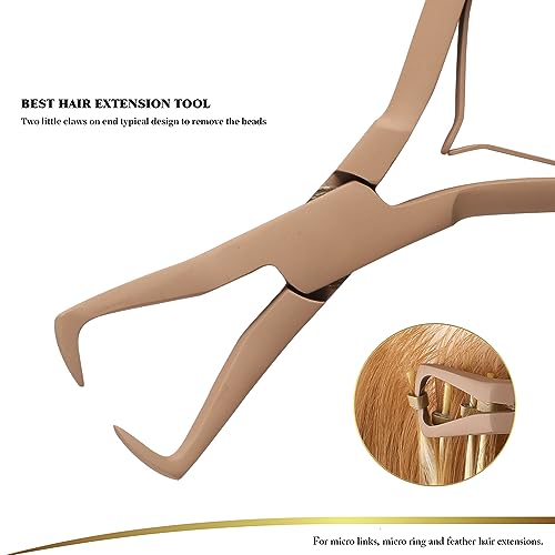 GlamorDove Hair Extension Pliers Kit Microlink Pliers for Extensions Hair Extension Beading Tool Hair Needle Pulling Hook Hair Styling Bead Closer and Remover Pliers, Brown - color: Brown