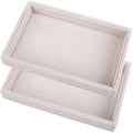 2 Pcs 9" x 5.7" Velvet Jewelry Tray Jewelry Display Tray, Stackable Empty Plate Trays for Earrings Necklaces Bracelet Rings Display Showcase - Beige - color: Beige, size: Flat Tray 9"x5.7"