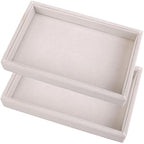 2 Pcs 9" x 5.7" Velvet Jewelry Tray Jewelry Display Tray, Stackable Empty Plate Trays for Earrings Necklaces Bracelet Rings Display Showcase - Beige - color: Beige, size: Flat Tray 9"x5.7"
