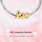 Love Family Friendship Graduation Mothers Nurses Day S925 Bead Pendant Charms for Pandora Bracelets Necklaces, Gifts Women, for Anniversary Birthday Valentines Day Christmas, Silver Gold - style: Love Letter Charm 14K Gold Plated