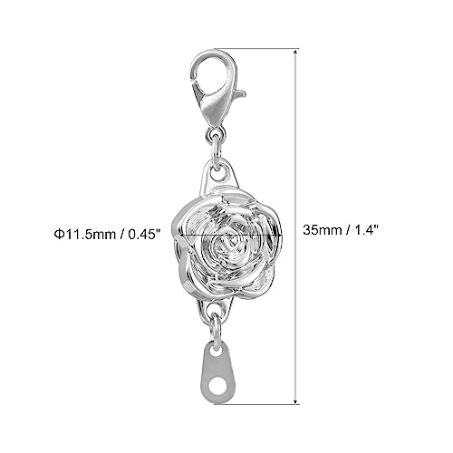 uxcell 12Pcs Jewelry Clasps, Rose Clasps Locking Closures with Lobster Clasps for Bracelet Necklace Jewelry Making, Silver - color: Silver
