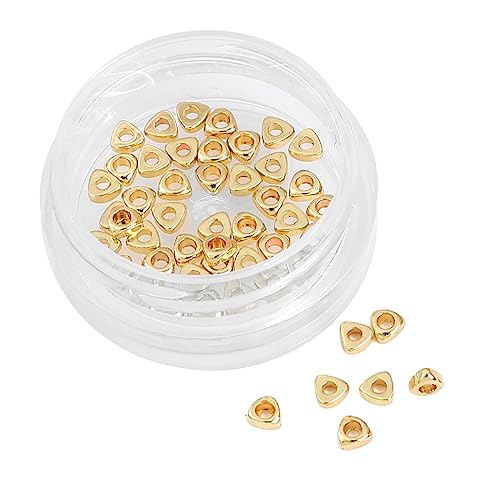 BEADIA 14K Gold Plated Triangle Spacer Beads 3x1.5mm 50pcs for Jewelry Making Findings Non Tarnish - color: 14K Gold, size: 3x1.5mm Triangle