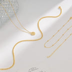 Layered Necklaces for Women, Dainty 14K Gold Plated Circle Peadant Chain Necklace Set Simple Paperclip Stacked Necklaces for Women Trendy Gold Jewelry - color: set3