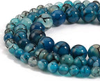 35pcs 10mm Blue Dragon Vein Agate Beads Natural Gemstone Beads Round Loose Beads for Jewelry Making - color: Blue Dragon Vein Agate, size: 10mm