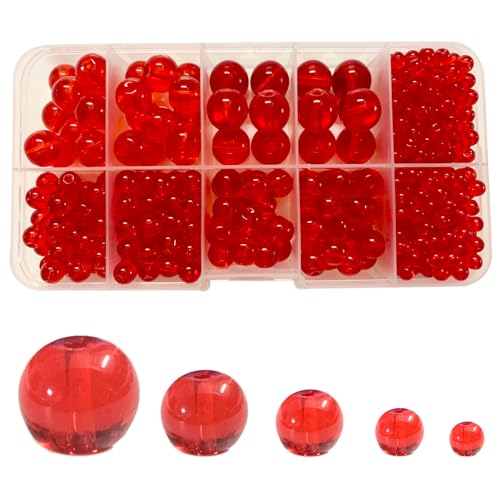 Red Round Crystal Glass Beads for Jewelry Making (4/6/8/10/12mm), Smooth Round Natural Gemstone Glass Spacer Loose Beads for Crafts Bracelets Necklaces Charms - color: Round Smooth Glass Beads:Red
