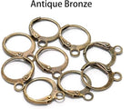 20Pcs Steel French Lever Earring Hooks Wire Settings Base Hoops Earrings with Open Loop for Men Women for DIY Jewelry Making Supplies(14×12mm) (Antique Bronze) - color: Antique Bronze