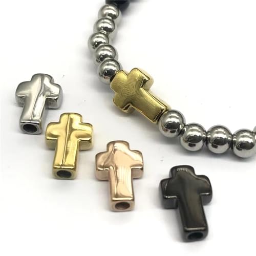 300pcs Black&White Cross Beads 12 * 16mm Cross Bead Crosses Spacer Bead Bulk for DIY Crafting Necklace Bracelet Jewelry Making Keychain (Black&White) - color: black&white