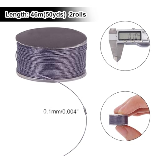 PH PandaHall 100 Yards Beading String 0.1mm Nylon Seed Bead Thread Bracelet Beading Thread Sewing Thread Nylon Braided Thread String for Leather Stitching Beading Jewelry Bracelets Making - color: Gray