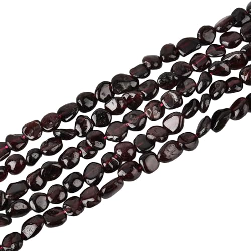HAAMIIQII Natural Red Garnet Pebble Stone 5-8mm Small Irregular Freeform Tumbled Loose Gemstone Beads for Jewelry Making Strand 15 Inch (45-50pcs) - color: Garnet