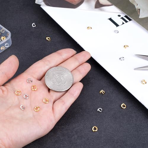 20pcs Split Open End Jump Ring, 18K Gold & Silver Plated Locking Circle Clasp Ring, ID 3mm Connector Accessories for Earrings Bracelets Necklaces DIY Crafts Jewelry Making - color: 18K Gold & Silver