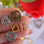 stino Metal Charms for Jewelry Making 100gram, Bulk Tibetan Silver & Gold Plated Trinkets for Earring Necklace Jewelry Making and Findings - color: Heart Mixed Color