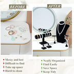 Kigley 6 Pcs Jewelry Display Set Necklace Bust T Bar Bracelet Holder Earring Ring Finger Display jewelry Stand for vendors Selling Store Trade Show (Black) - color: Black