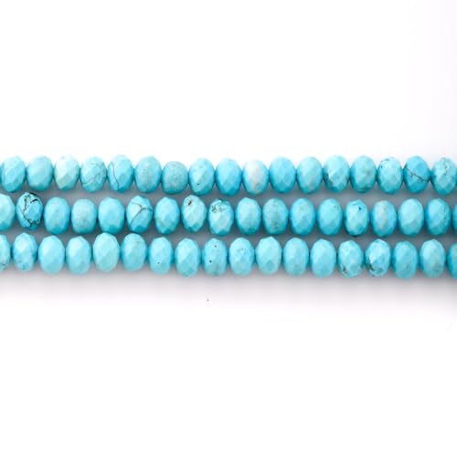 Faceted 4x6mm Natural Turquoise Stone Rondelle Spacer Gemstone Beads Loose Semi Gemstone Beads for Jewelry Making - color: Turquoise