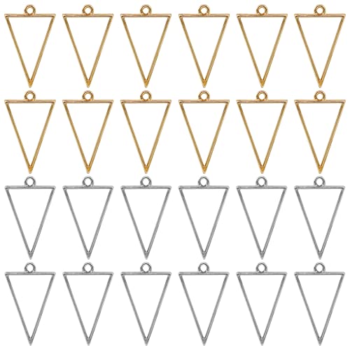 Oubaka 60pcs Open Bezels for Resin,Open Frame Pendant Triangle Geometric Hollow Frame Pendant Assorted for Pressed Flower,Earrings,DIY Crafts(K Gold,White K) - color: K Gold,White K;Triangle