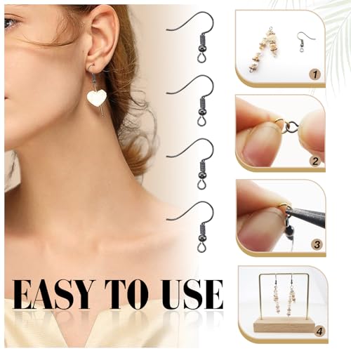 TOAOB 100pcs Earring Hooks Hypo Allergenic French Ear Wires with Ball and Coil 18mm Gray Black Fish Hook Earrings Making Supplies Jewelry Findings - color: Gray black