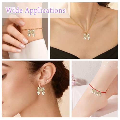 60 Pcs Alloy Gold Bow Bowknot Charms, Gold Bow Tie Pendant Charms Bulk for Jewelry, Bowknot Pendants Earring Charm Necklace Bracelets DIY Crafts Supplies - color: Set-2