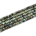 160pcs 4x2mm Natural African Turquoise Disk Rondelle Spacer Semi Precious Gemstone Loose Stone Beads for Jewelry Making 15 Inch - color: African Turquoise
